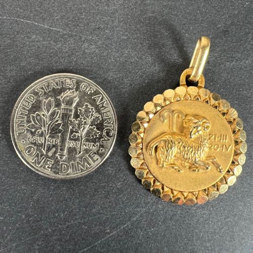FRENCH PERROUD LARGE ARES ZODIAC STARSIGN 18K YELLOW GOLD CHARM PENDANT - ADDITIONAL PHOTO 9