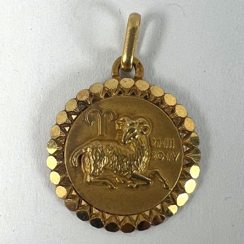 FRENCH PERROUD LARGE ARES ZODIAC STARSIGN 18K YELLOW GOLD CHARM PENDANT - ADDITIONAL PHOTO 10