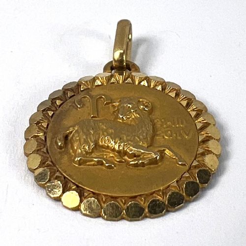FRENCH PERROUD LARGE ARES ZODIAC STARSIGN 18K YELLOW GOLD CHARM PENDANT - ADDITIONAL PHOTO 12