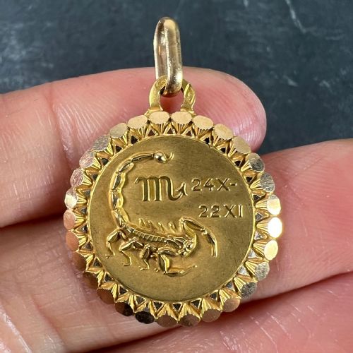 FRENCH PERROUD LARGE SCORPIO ZODIAC STARSIGN 18K YELLOW GOLD CHARM PENDANT - ADDITIONAL PHOTO 4