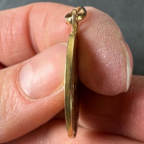 FRENCH RELIGIOUS JESUS CHRIST HOLY COMMUNION 18K YELLOW GOLD MEDAL PENDANT - ADDITIONAL PHOTO 6
