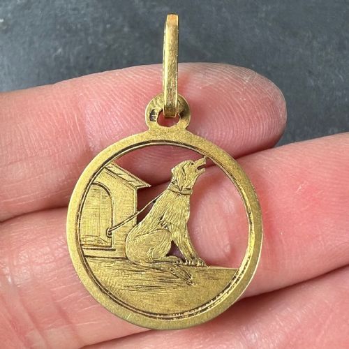 FRENCH 18K YELLOW GOLD DOG HOUSE CHARM PENDANT - ADDITIONAL PHOTO 4
