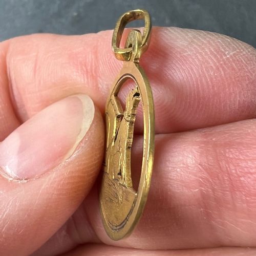 FRENCH 18K YELLOW GOLD DOG HOUSE CHARM PENDANT - ADDITIONAL PHOTO 8