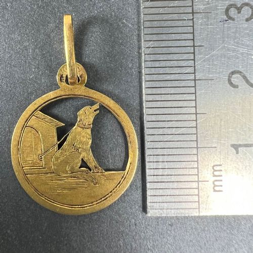 FRENCH 18K YELLOW GOLD DOG HOUSE CHARM PENDANT - ADDITIONAL PHOTO 9