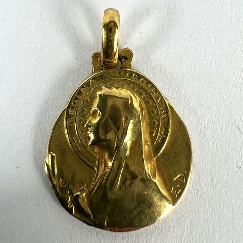 FRENCH EMILE DROPSY VIRGIN MARY 18K YELLOW GOLD MEDAL PENDANT - ADDITIONAL PHOTO 10