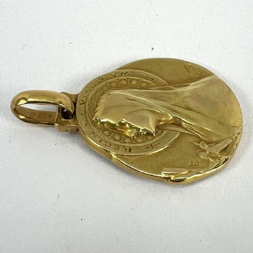 FRENCH EMILE DROPSY VIRGIN MARY 18K YELLOW GOLD MEDAL PENDANT - ADDITIONAL PHOTO 13