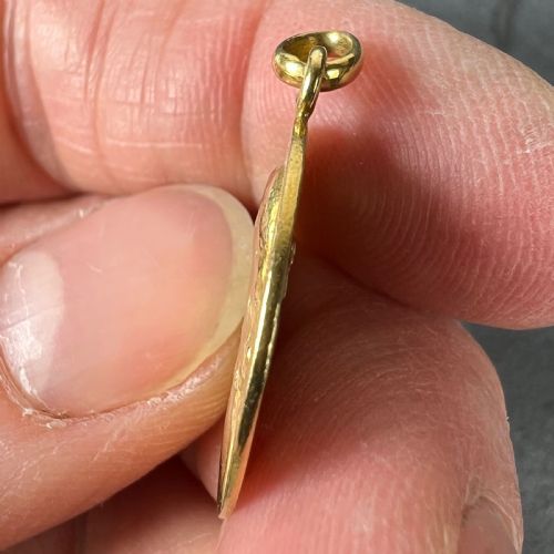 FRENCH 18K YELLOW GOLD RASUMNY FIRST COMMUNION WINE AND WHEAT HARVEST MEDAL PENDANT - ADDITIONAL PHOTO 7
