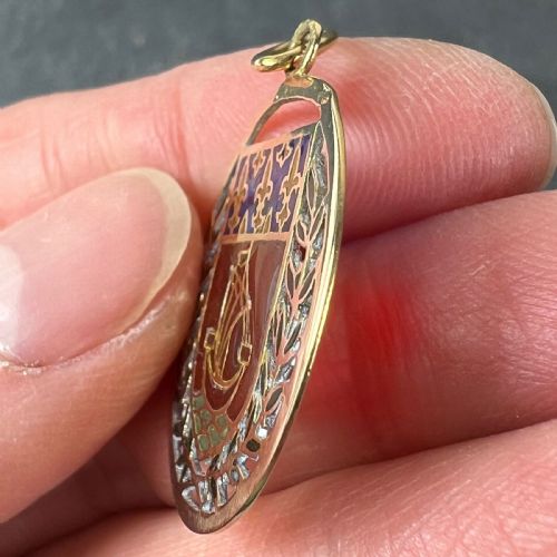 FRENCH CITY OF PARIS COAT OF ARMS 18K GOLD PLIQUEAJOUR ENAMEL CHARM PENDANT - ADDITIONAL PHOTO 6
