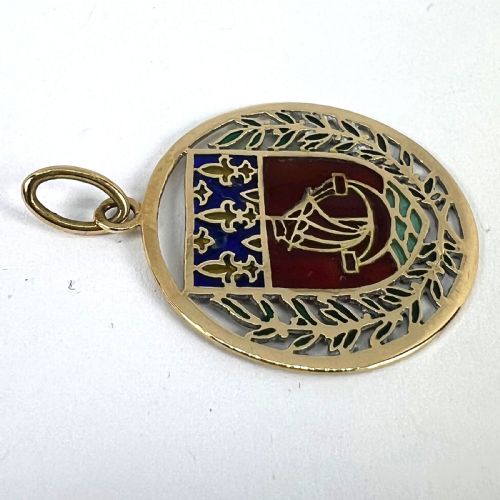 FRENCH CITY OF PARIS COAT OF ARMS 18K GOLD PLIQUEAJOUR ENAMEL CHARM PENDANT - ADDITIONAL PHOTO 15