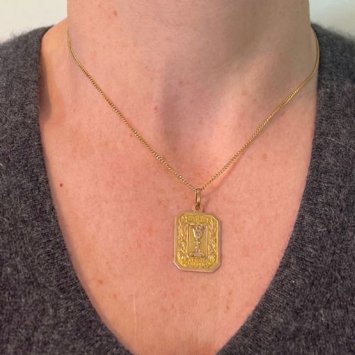 FRENCH FIRST COMMUNION 18K YELLOW ROSE GOLD MEDAL CHARM PENDANT - ADDITIONAL PHOTO 3