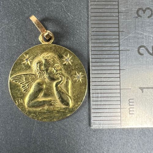 FRENCH RAPHAELS CHERUB STARS 18K YELLOW GOLD DIAMOND CHARM PENDANT - ADDITIONAL PHOTO 8
