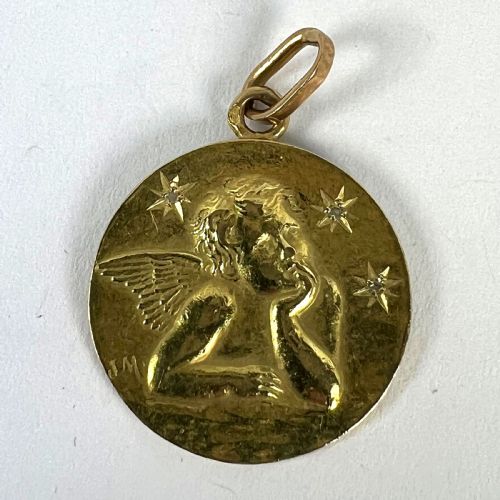 FRENCH RAPHAELS CHERUB STARS 18K YELLOW GOLD DIAMOND CHARM PENDANT - ADDITIONAL PHOTO 10