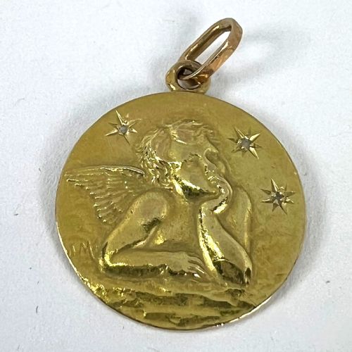 FRENCH RAPHAELS CHERUB STARS 18K YELLOW GOLD DIAMOND CHARM PENDANT - ADDITIONAL PHOTO 12