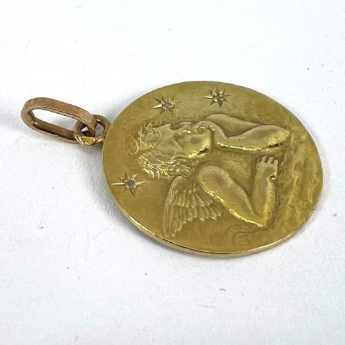 FRENCH RAPHAELS CHERUB STARS 18K YELLOW GOLD DIAMOND CHARM PENDANT - ADDITIONAL PHOTO 13