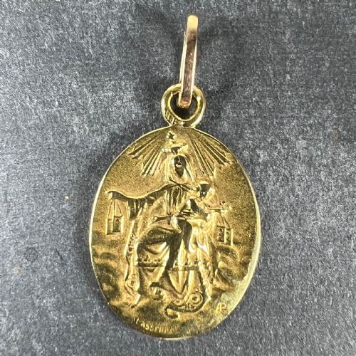 FRENCH LASSERRE ST SCAPULAIRE MADONNA SACRED HEART 18K YELLOW GOLD MEDAL PENDANT - ADDITIONAL PHOTO 1