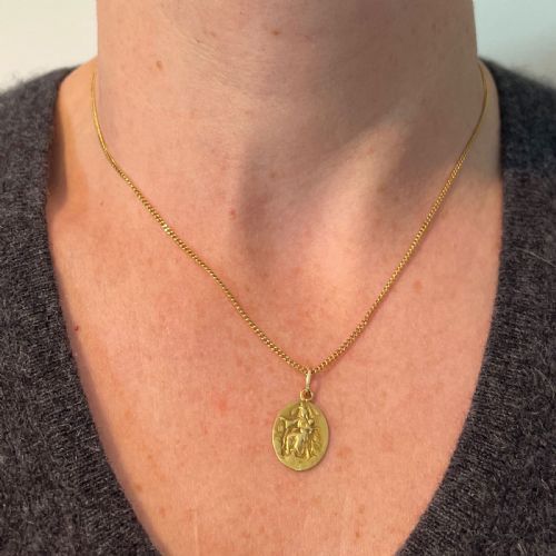 FRENCH LASSERRE ST SCAPULAIRE MADONNA SACRED HEART 18K YELLOW GOLD MEDAL PENDANT - ADDITIONAL PHOTO 3