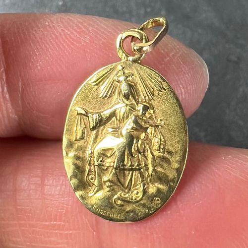 FRENCH LASSERRE ST SCAPULAIRE MADONNA SACRED HEART 18K YELLOW GOLD MEDAL PENDANT - ADDITIONAL PHOTO 4