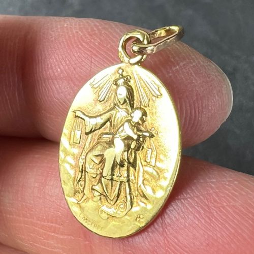 FRENCH LASSERRE ST SCAPULAIRE MADONNA SACRED HEART 18K YELLOW GOLD MEDAL PENDANT - ADDITIONAL PHOTO 6