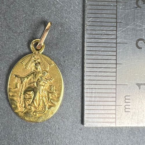 FRENCH LASSERRE ST SCAPULAIRE MADONNA SACRED HEART 18K YELLOW GOLD MEDAL PENDANT - ADDITIONAL PHOTO 8