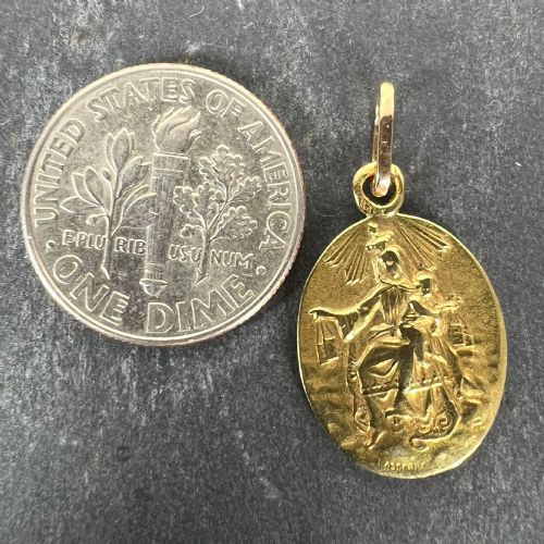 FRENCH LASSERRE ST SCAPULAIRE MADONNA SACRED HEART 18K YELLOW GOLD MEDAL PENDANT - ADDITIONAL PHOTO 9