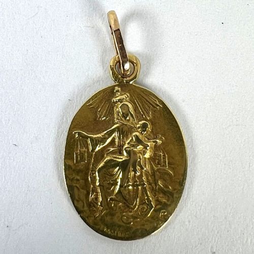 FRENCH LASSERRE ST SCAPULAIRE MADONNA SACRED HEART 18K YELLOW GOLD MEDAL PENDANT - ADDITIONAL PHOTO 10