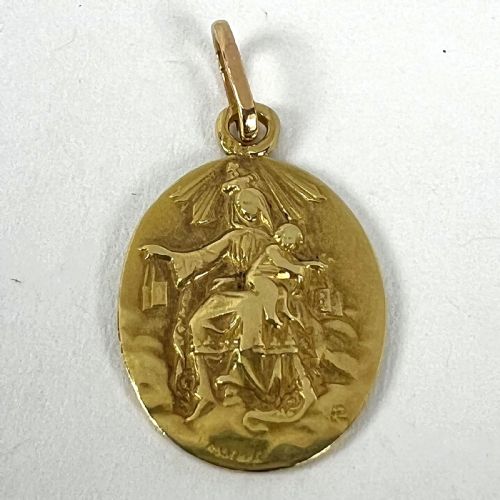 FRENCH LASSERRE ST SCAPULAIRE MADONNA SACRED HEART 18K YELLOW GOLD MEDAL PENDANT - ADDITIONAL PHOTO 11