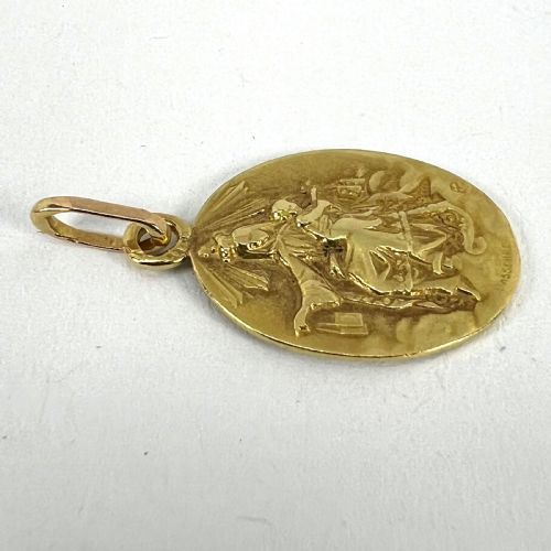 FRENCH LASSERRE ST SCAPULAIRE MADONNA SACRED HEART 18K YELLOW GOLD MEDAL PENDANT - ADDITIONAL PHOTO 12
