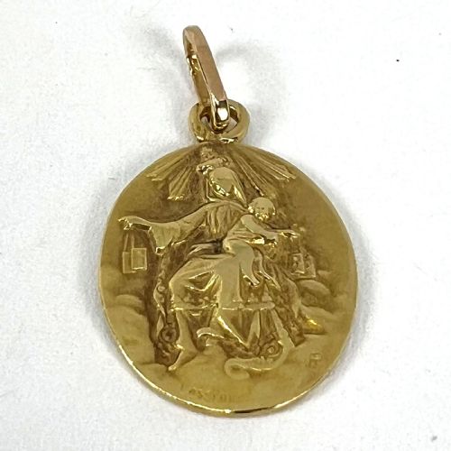 FRENCH LASSERRE ST SCAPULAIRE MADONNA SACRED HEART 18K YELLOW GOLD MEDAL PENDANT - ADDITIONAL PHOTO 13