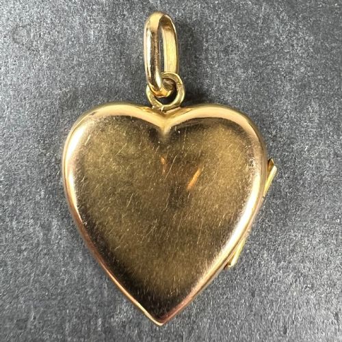 FRENCH 18K YELLOW GOLD RED RUBY HEART LOCKET FLOWER CHARM PENDANT - ADDITIONAL PHOTO 2