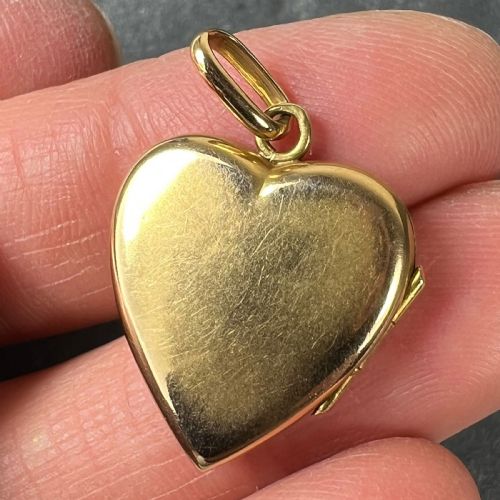 FRENCH 18K YELLOW GOLD RED RUBY HEART LOCKET FLOWER CHARM PENDANT - ADDITIONAL PHOTO 6