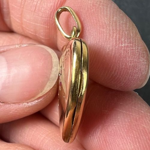 FRENCH 18K YELLOW GOLD RED RUBY HEART LOCKET FLOWER CHARM PENDANT - ADDITIONAL PHOTO 7