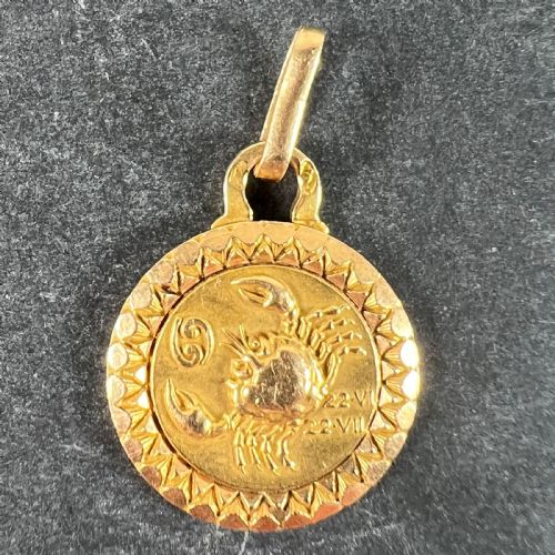 FRENCH CANCER ZODIAC STARSIGN 18K YELLOW GOLD PERROUD CHARM PENDANT - ADDITIONAL PHOTO 1
