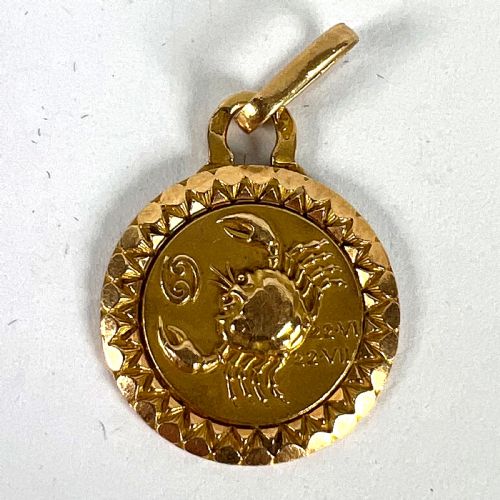 FRENCH CANCER ZODIAC STARSIGN 18K YELLOW GOLD PERROUD CHARM PENDANT - ADDITIONAL PHOTO 10