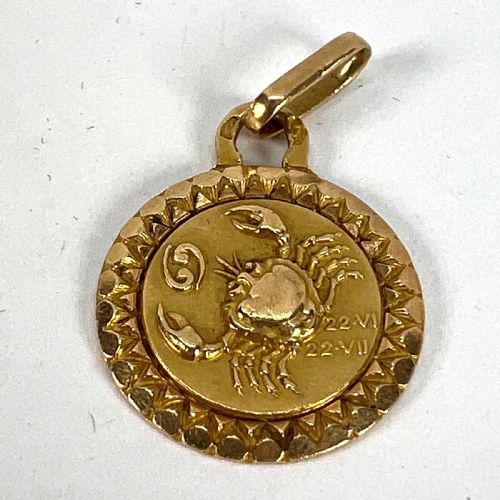 FRENCH CANCER ZODIAC STARSIGN 18K YELLOW GOLD PERROUD CHARM PENDANT - ADDITIONAL PHOTO 11