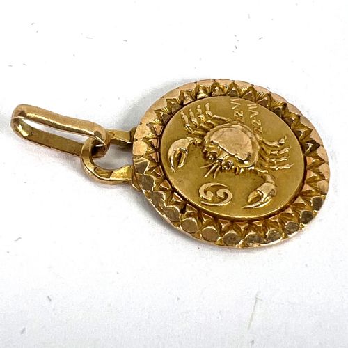 FRENCH CANCER ZODIAC STARSIGN 18K YELLOW GOLD PERROUD CHARM PENDANT - ADDITIONAL PHOTO 13