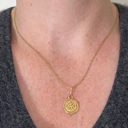 FRENCH GEMINI ZODIAC STARSIGN 18K YELLOW GOLD PERROUD CHARM PENDANT - ADDITIONAL PHOTO 4