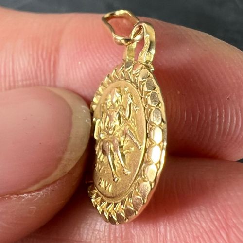 FRENCH GEMINI ZODIAC STARSIGN 18K YELLOW GOLD PERROUD CHARM PENDANT - ADDITIONAL PHOTO 6