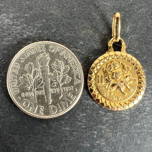 FRENCH GEMINI ZODIAC STARSIGN 18K YELLOW GOLD PERROUD CHARM PENDANT - ADDITIONAL PHOTO 11
