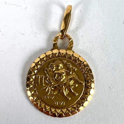 FRENCH GEMINI ZODIAC STARSIGN 18K YELLOW GOLD PERROUD CHARM PENDANT - ADDITIONAL PHOTO 12