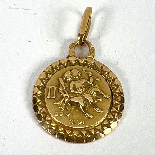 FRENCH GEMINI ZODIAC STARSIGN 18K YELLOW GOLD PERROUD CHARM PENDANT - ADDITIONAL PHOTO 13