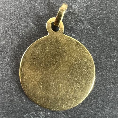 VINTAGE PISCES STARSIGN ZODIAC 18K YELLOW GOLD ENAMEL CHARM MEDAL PENDANT - ADDITIONAL PHOTO 2