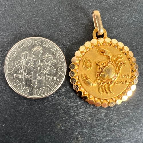 FRENCH PERROUD LARGE CANCER ZODIAC STARSIGN 18K YELLOW GOLD CHARM PENDANT - ADDITIONAL PHOTO 9