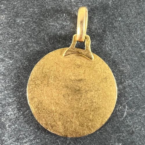 VINTAGE FRENCH RAPHAELS CHERUB 18K YELLOW GOLD MEDAL PENDANT - ADDITIONAL PHOTO 2