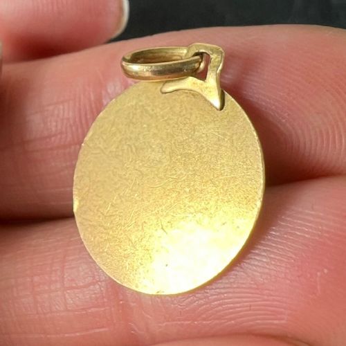 VINTAGE FRENCH RAPHAELS CHERUB 18K YELLOW GOLD MEDAL PENDANT - ADDITIONAL PHOTO 6