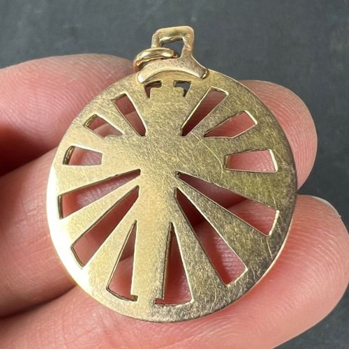 VINTAGE FRENCH 18K YELLOW GOLD CROSS RADIATING SUNBURST MEDAL PENDANT - ADDITIONAL PHOTO 8