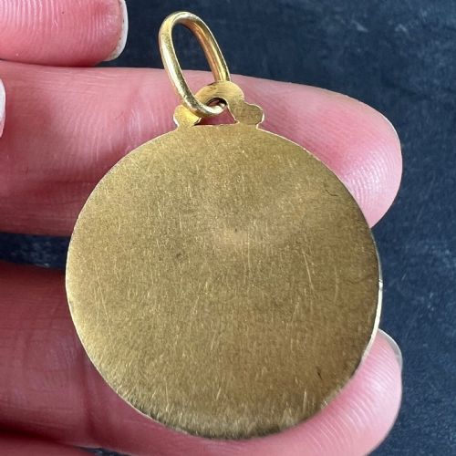 FRENCH DROPSY VIRGO GLORIOSA 18K YELLOW GOLD VIRGIN MARY MEDAL PENDANT - ADDITIONAL PHOTO 7
