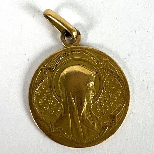 ANTIQUE FRENCH VIRGIN MARY 18K YELLOW GOLD MEDAL PENDANT - ADDITIONAL PHOTO 10