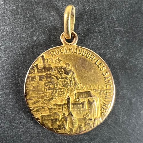 FRENCH NOTRE DAME DE ROCAMADOUR VIRGIN MARY 18 KARAT YELLOW GOLD MEDAL CHARM - ADDITIONAL PHOTO 2