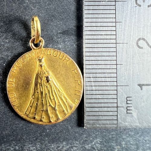 FRENCH NOTRE DAME DE ROCAMADOUR VIRGIN MARY 18 KARAT YELLOW GOLD MEDAL CHARM - ADDITIONAL PHOTO 8