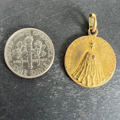 FRENCH NOTRE DAME DE ROCAMADOUR VIRGIN MARY 18 KARAT YELLOW GOLD MEDAL CHARM - ADDITIONAL PHOTO 9
